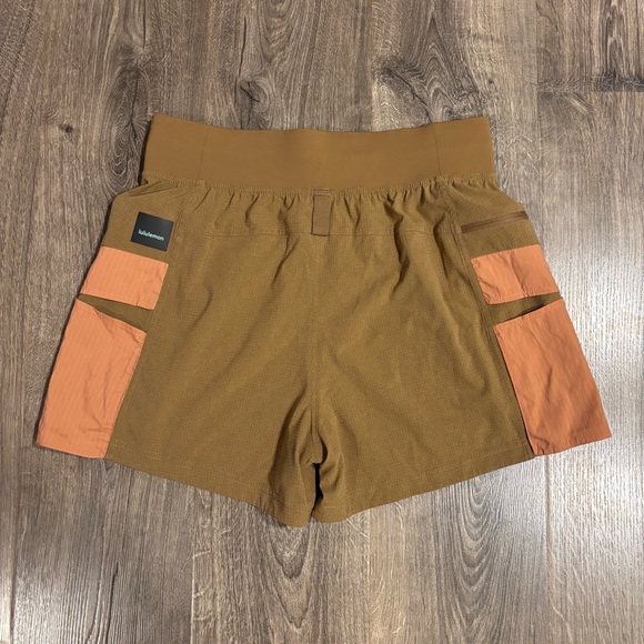 Lululemon Multi-Pocket Cargo High-Rise Hiking Shorts 4” Wmns Sz 10 Brown Orange - Picture 2 of 7